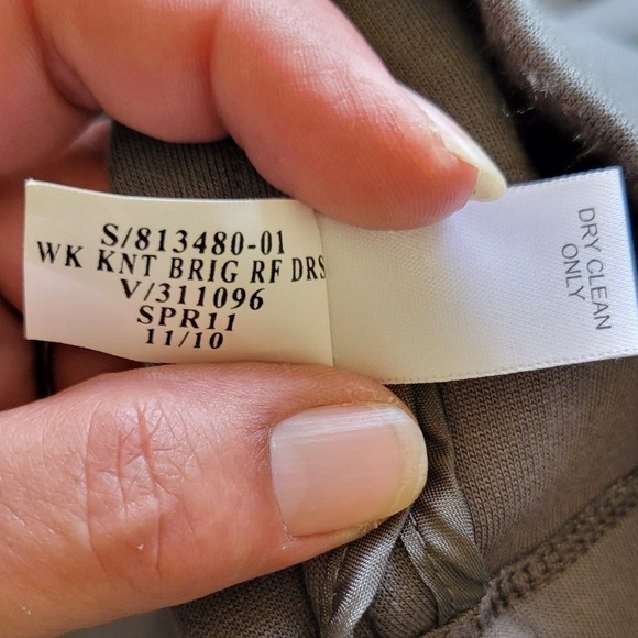 Banana Republic Knit Ruffle V-Neck Sheath Dress Grey Olive 10 - Picture 10 of 11